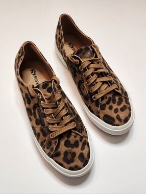 Superga Leopard Cotu Classic Tennis Sneakers Black & Brown Size 41 / 9.5